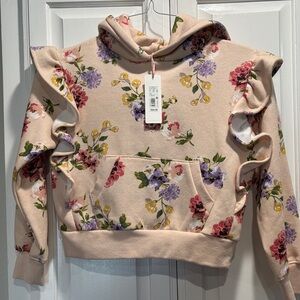 NWT fb girls Floral Ruffle Hoodie